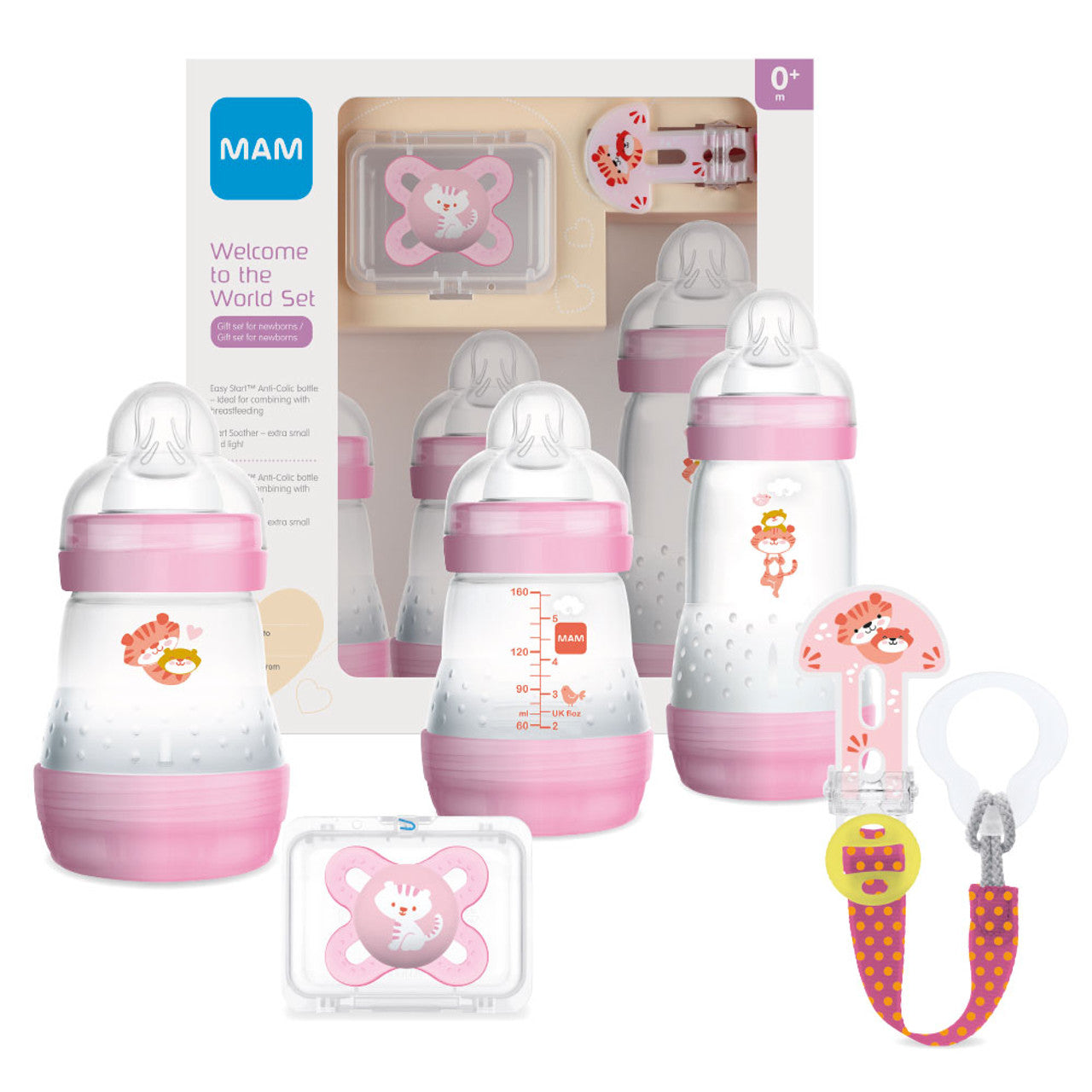 MAM SET BENVENUTO AL MONDO FEMMINA 3 BIBERON + 1 CLIP + 1 SUCCHIETTO