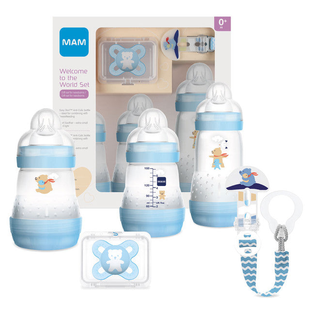 MAM SET BENVENUTO AL MONDO MASCHIO 3 BIBERON + 1 CLIP + 1 SUCCHIETTO