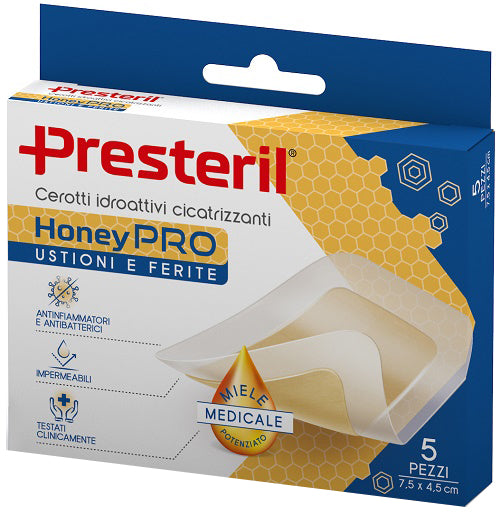 CEROTTO IDROATTIVO CICATRIZZANTE PRESTERIL HONEYPRO 5X7 CM 5 PEZZI