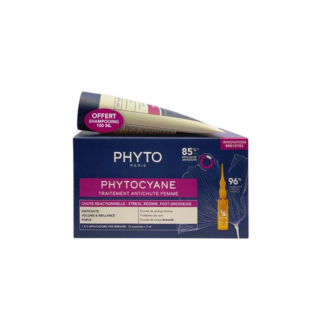 PHYTO PARIS SET CYANE REAC 12 FIALE DA 5 ML + SHAMPOO ANTICADUTA 100 ML 25