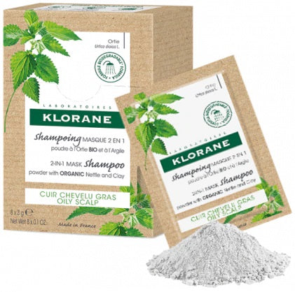 KLORANE SHAMPOO MASCHERA LAVANTE POLVERE ORTICA 8 BUSTINE 3 G