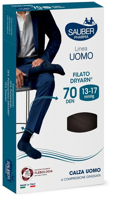 SAUBER PHARMA UOMO CALZA DRYARN 70 DENARI NERO TAGLIA L/XL