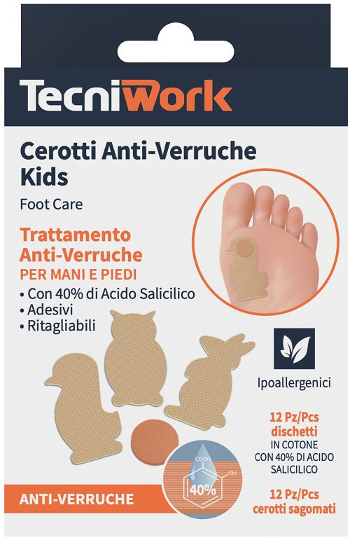 CEROTTO ANTI VERRUCHE BIMBI 12 PEZZI + 12 FIXING ANIMIALI TERRA COLORE BEIGE