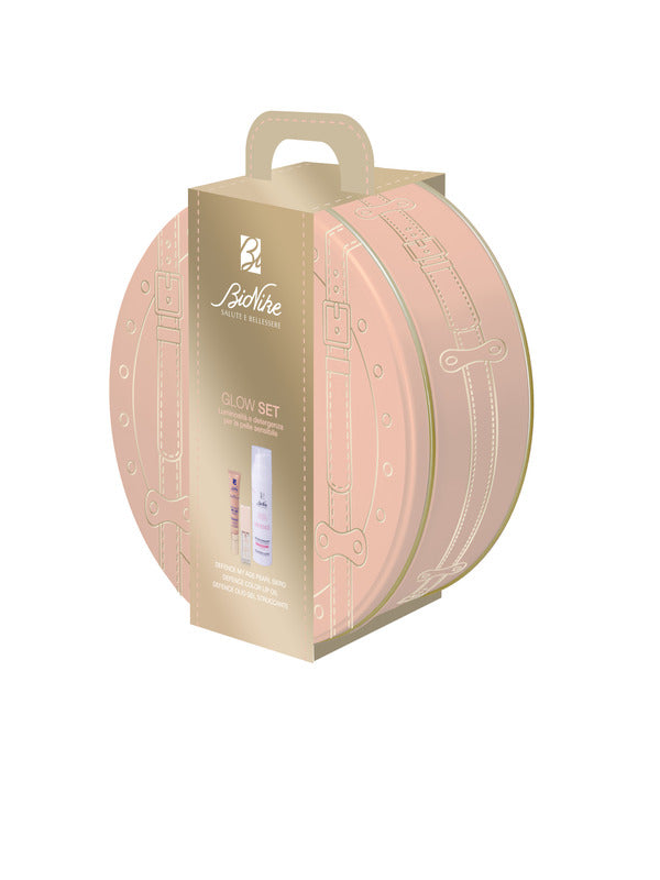 GLOW SET KIT NATALE 2026 1 DEFENCE MY AGE PEARL SIERO RIVITALIZZANTE INTENSIVO 30 ML + 1 DEFENCE COLOR LIP OIL LABBRA 7 ML + 1 DEFENCE OLIO GEL DETERGENTE 75 ML