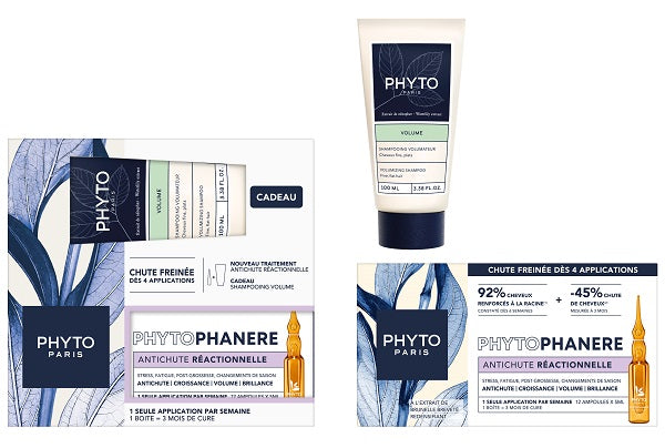 PHYTOPHANERE SET ANTICADUTA REACTIONNELLE 12 FIALE X 5 ML + SHAMPOO VOLUME 100 ML