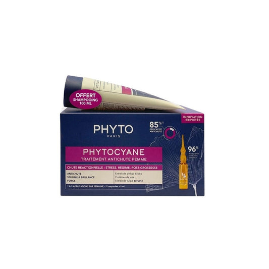 PHYTO PARIS SET CYANE REAC 12 FIALE DA 5 ML + SHAMPOO ANTICADUTA 100 ML 25